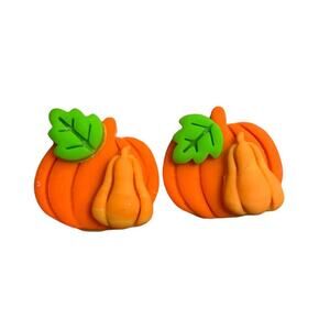 Pumpkin & Gourd Stud Earrings - Handmade Polymer Clay